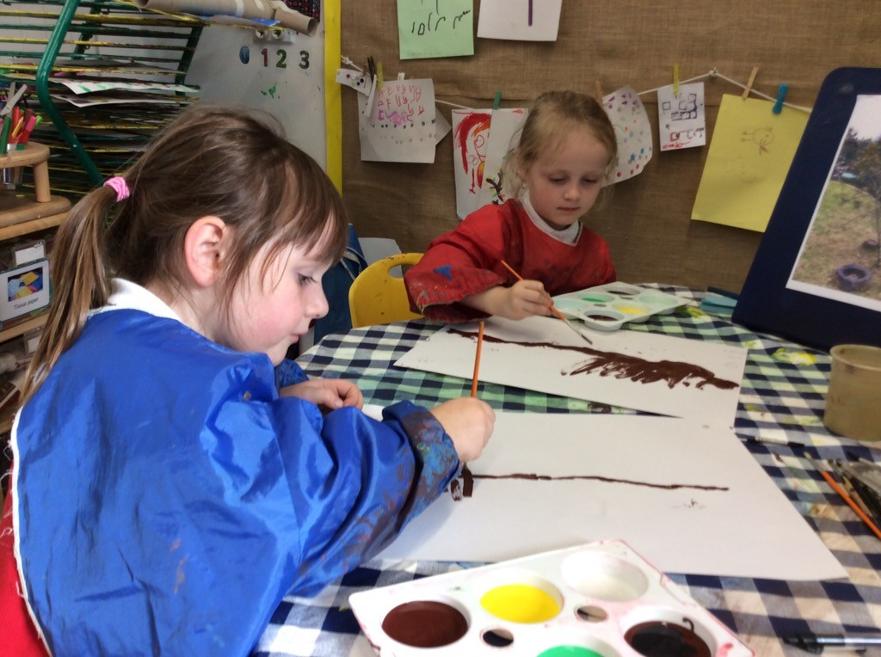 poster paints - observational painting of autumn tree 