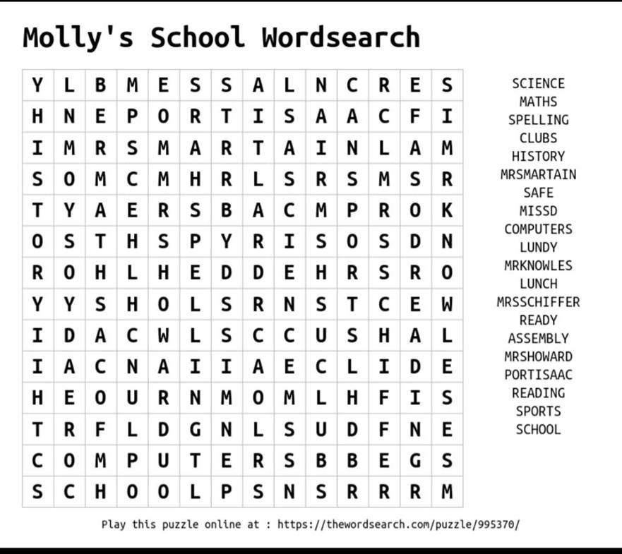 Molly's wordsearch